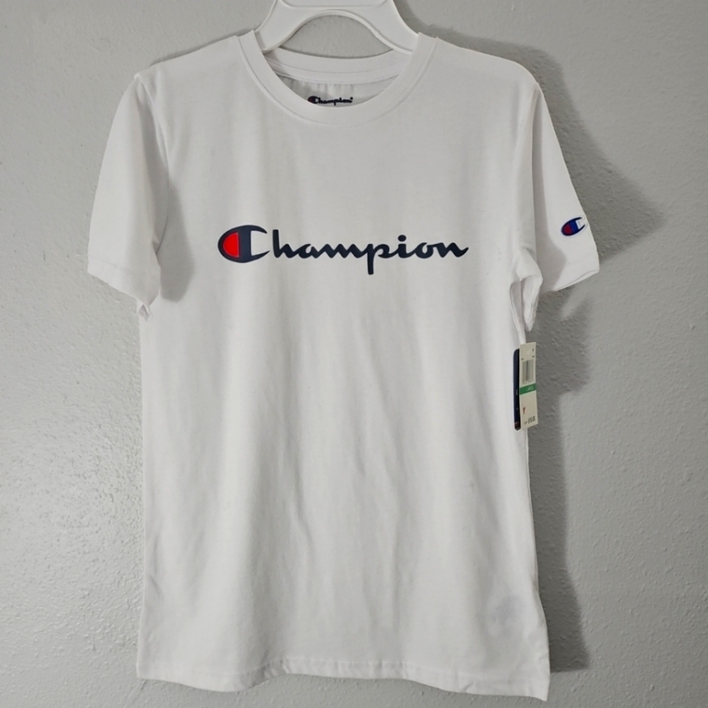 Boys champion white shirt size L